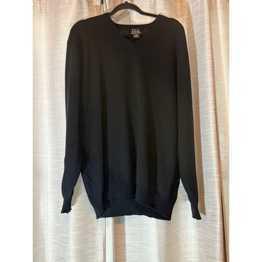 Jos A Bank Travelers Collection Black 100% Cashmere V-Neck Sweater Mens Sz XL